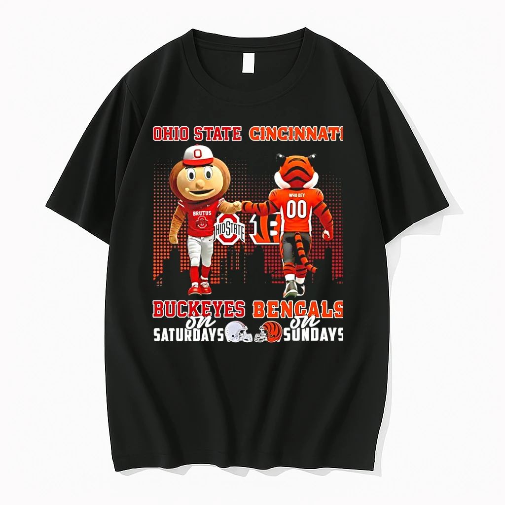 Ohio State Buckeyes On Saturday And Cincinnati Bengals On Sundays Mascot Shirts