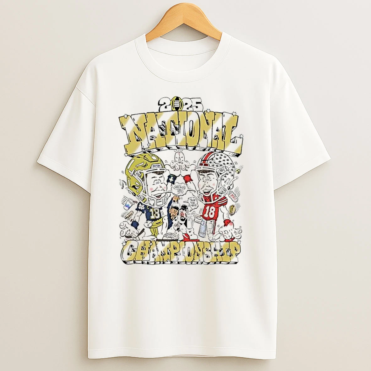 Ohio State Vs Notre Dame 2025 National Championship Caricature T Shirts