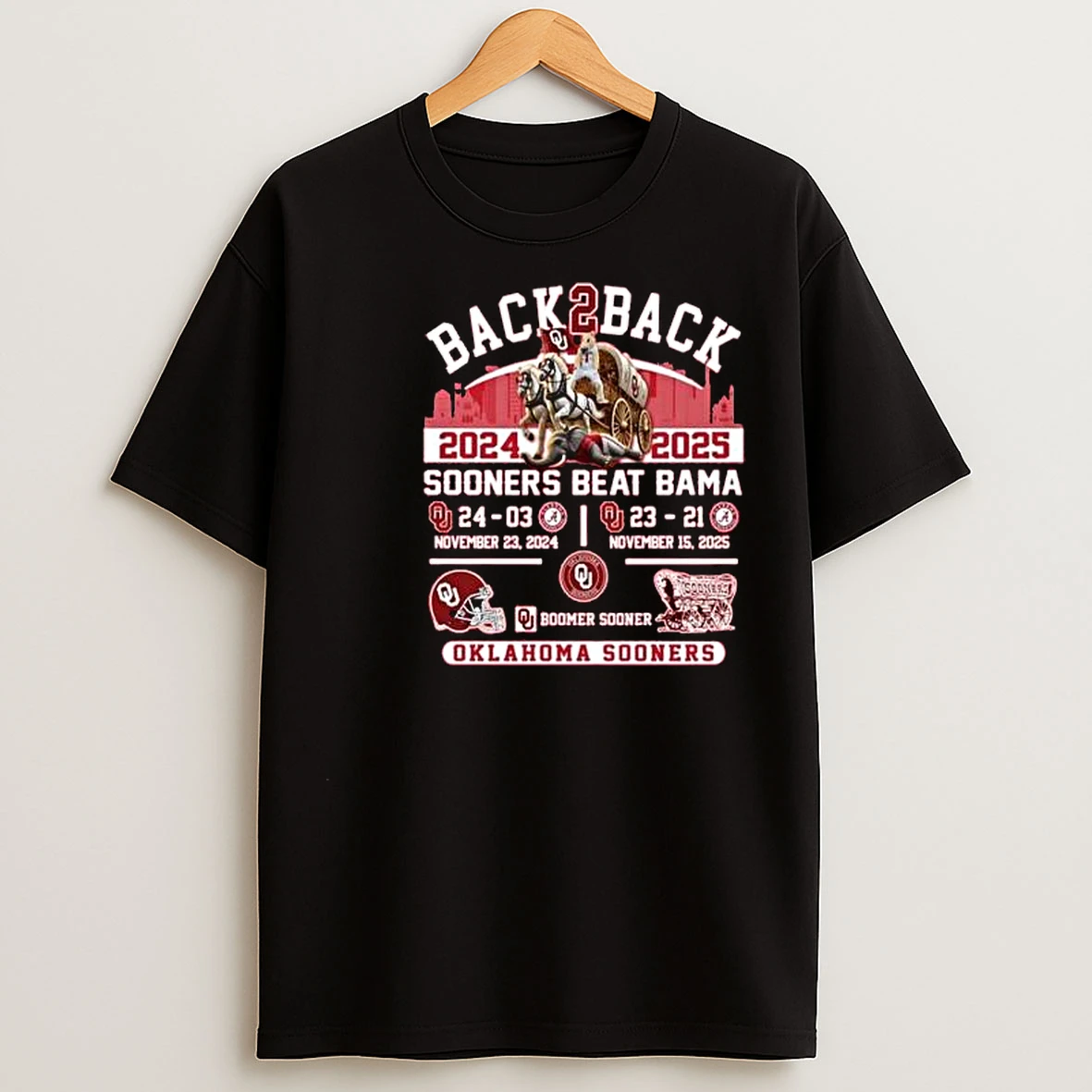 Oklahoma Sooners Beat Crimson Tide Back2back 2024 2025 Circle Black T Shirts