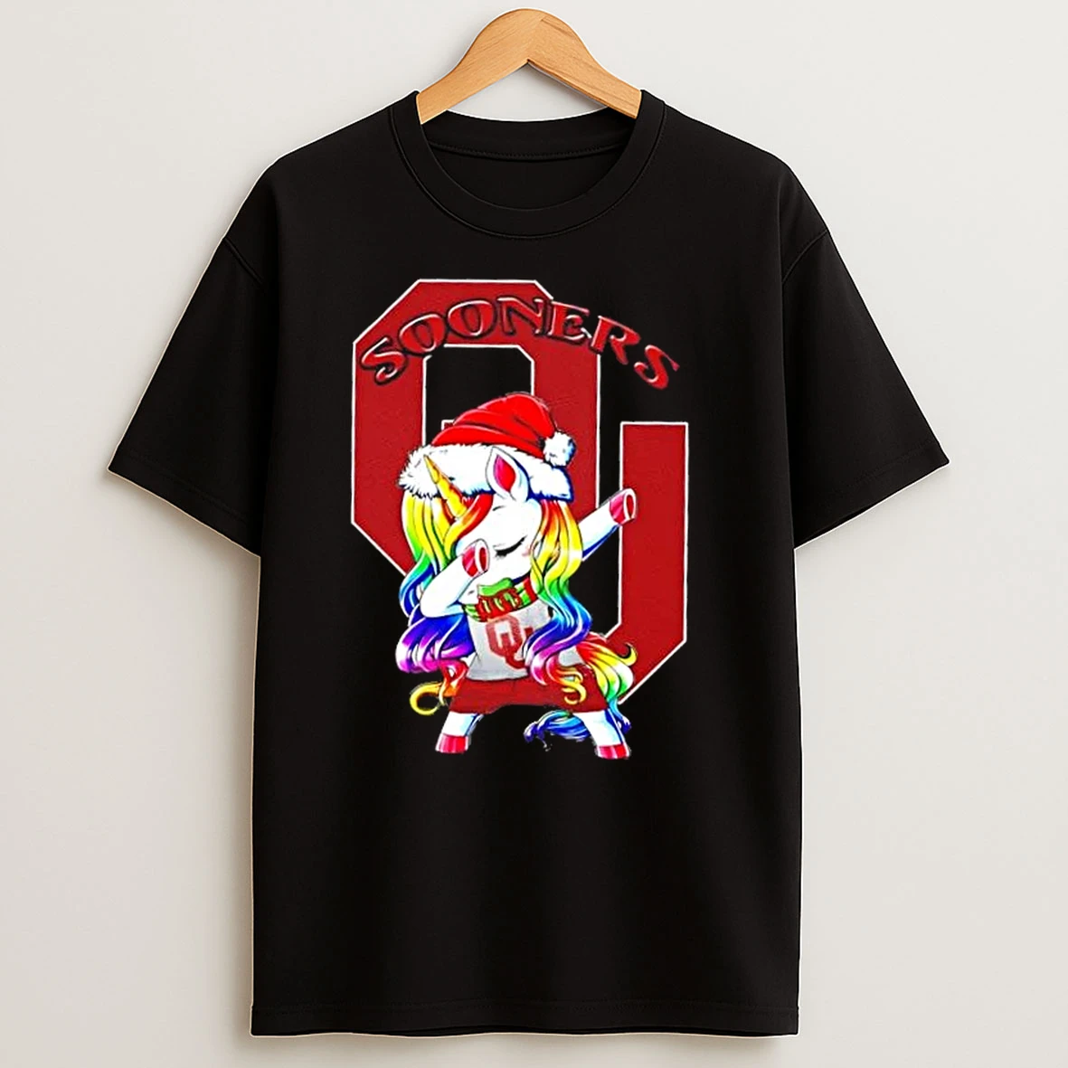 Oklahoma Sooners Football X Unicorn Santa Hat Dabbing Merry Christmas T Shirts