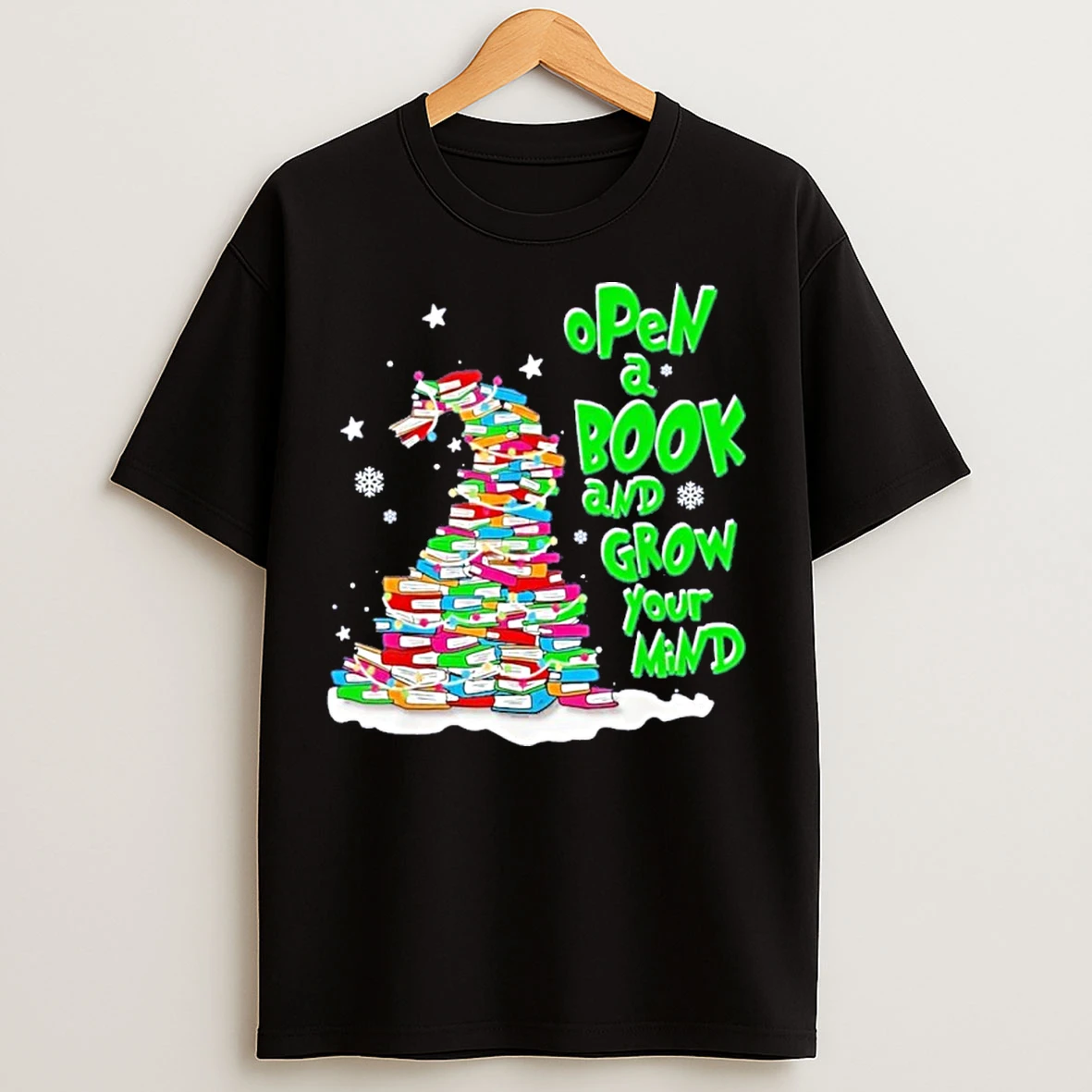 Open A Book Grow Your Mind Book Tree Christmas T Shirts