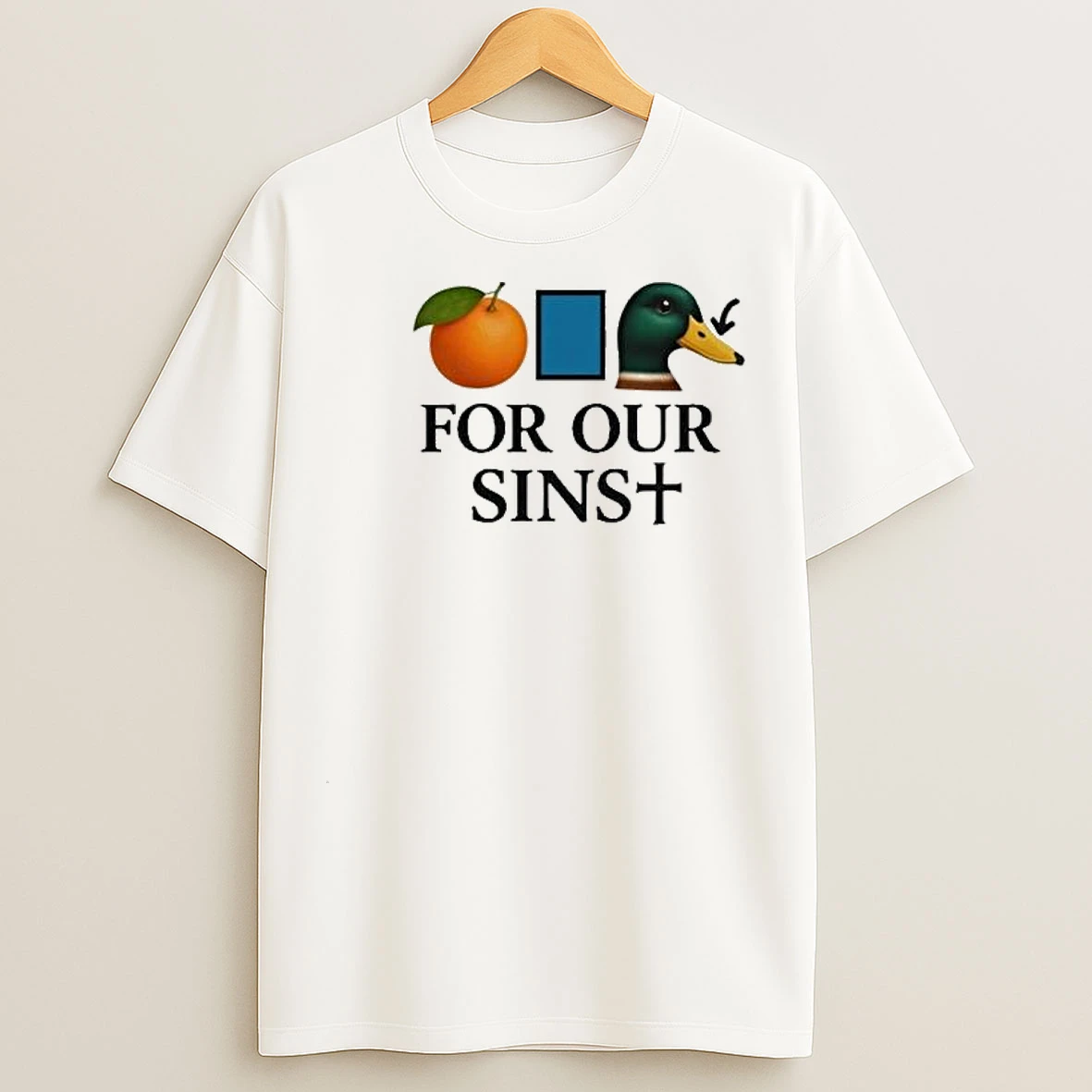 Orange Duck For Our Sins Circle White T Shirts