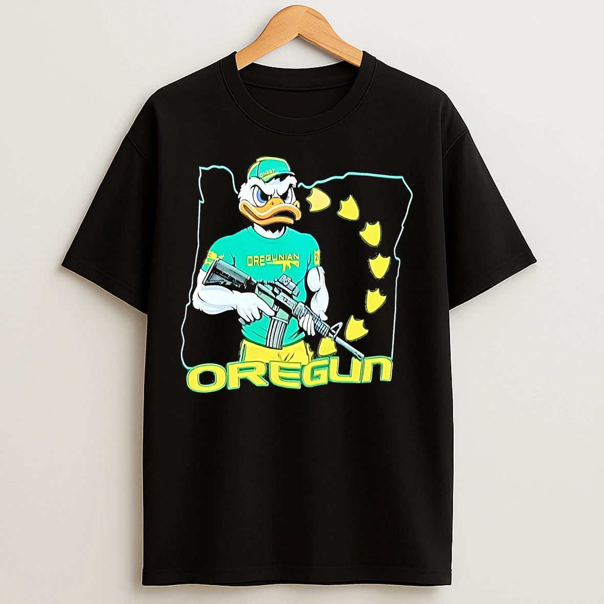 Oregon Ducks Mascot Gun Oregun T Shirts