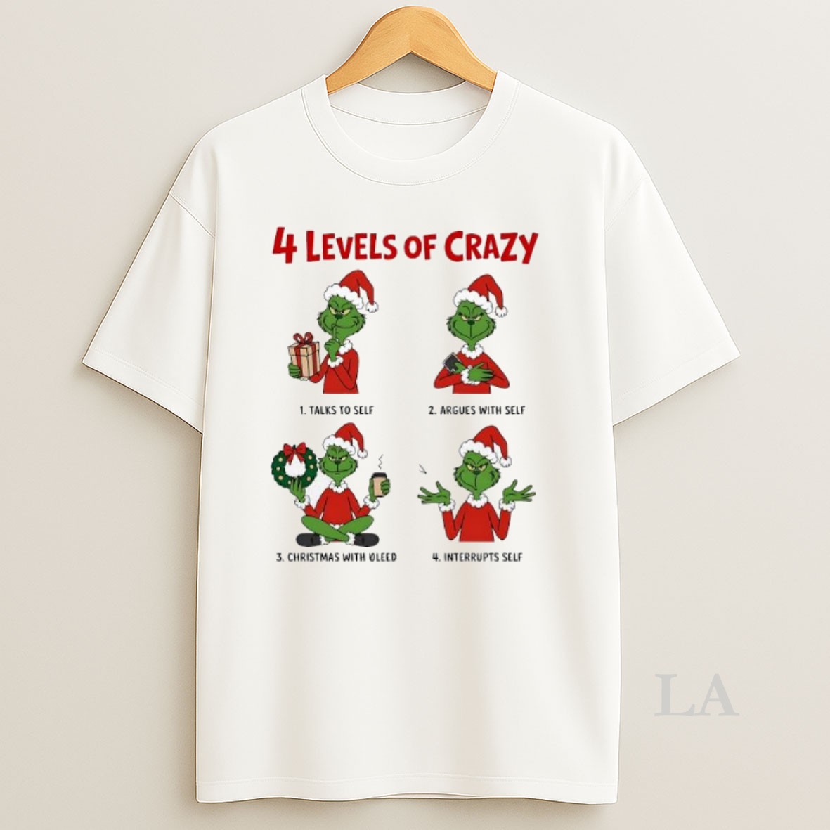 Original 4 Levels Of Crazy Grinch Christmas With Oleed Shirt