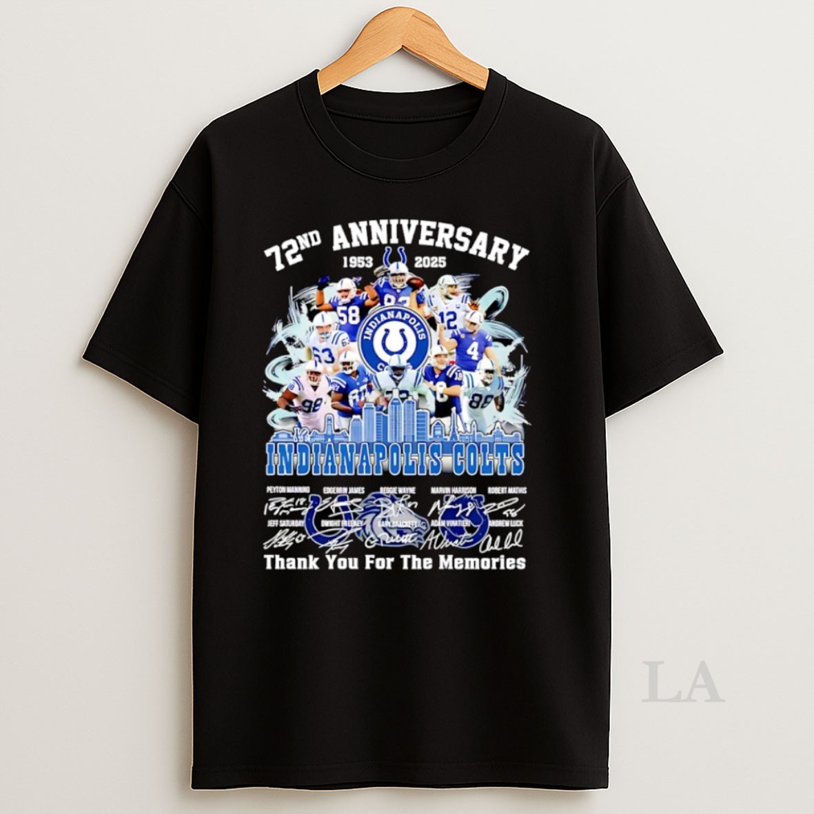 Original 72nd Anniversary 1953 2025 Indianapolis Colts Nfl Thank You For The Memories Signature Shirt