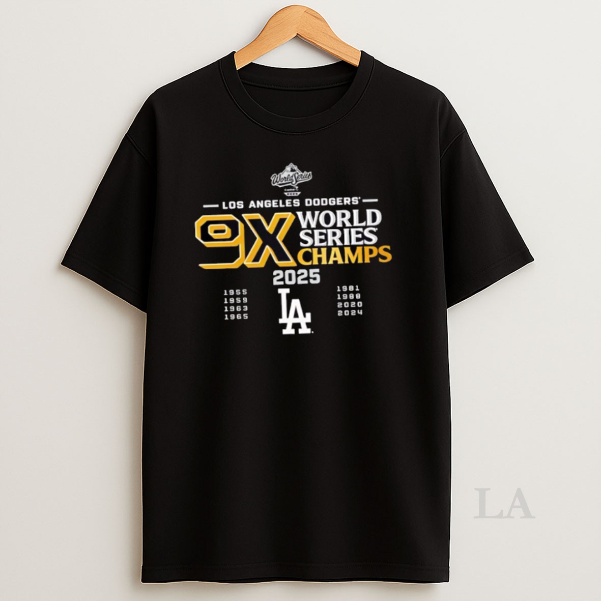 Original 9 Time Los Angeles Dodgers World Series Champs 2025 Black Shirt