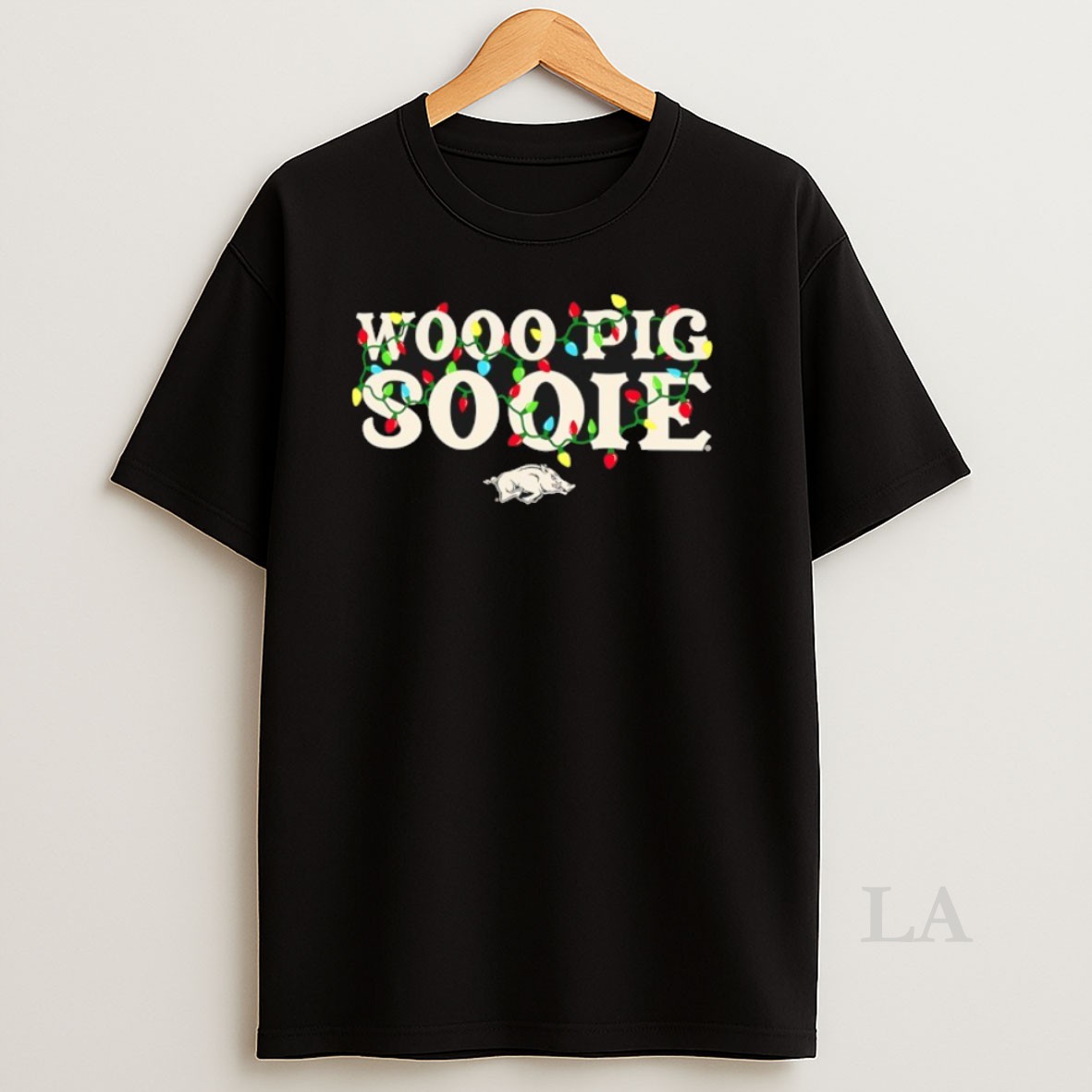 Original Arkansas Razorbacks Wooo Pig Sooie String Lights Christmas Shirt