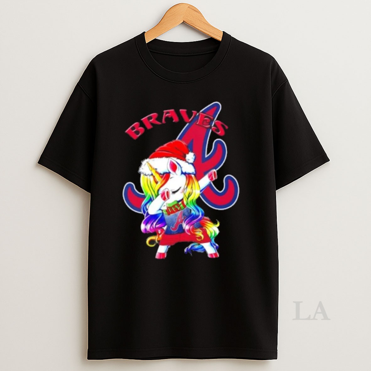 Original Atlanta Braves X Unicorn Santa Hat Dabbing Merry Christmas Shirt