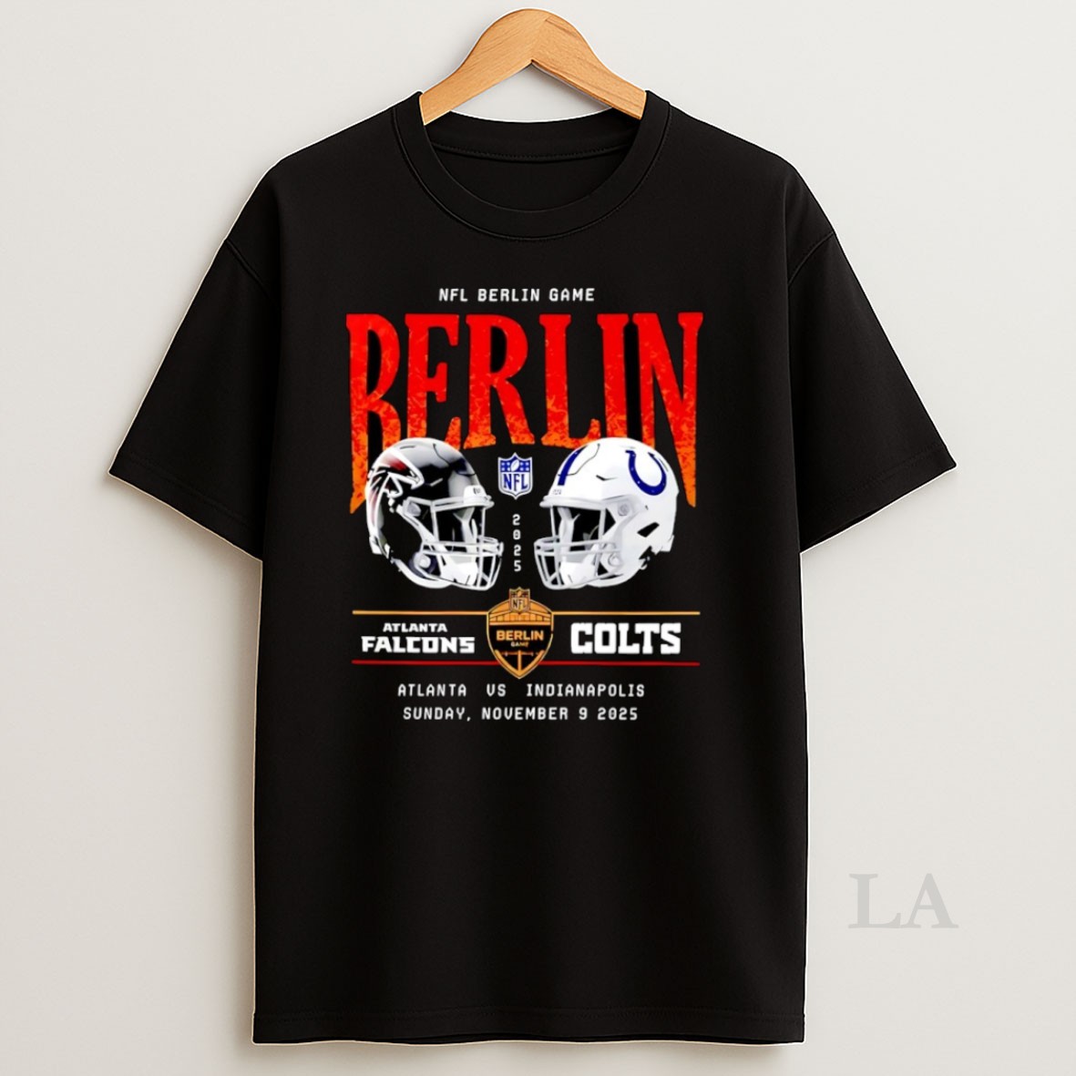 Original Atlanta Falcons Vs Indianapolis Colts 2025 Nfl Berlin Game Helmet Shirt