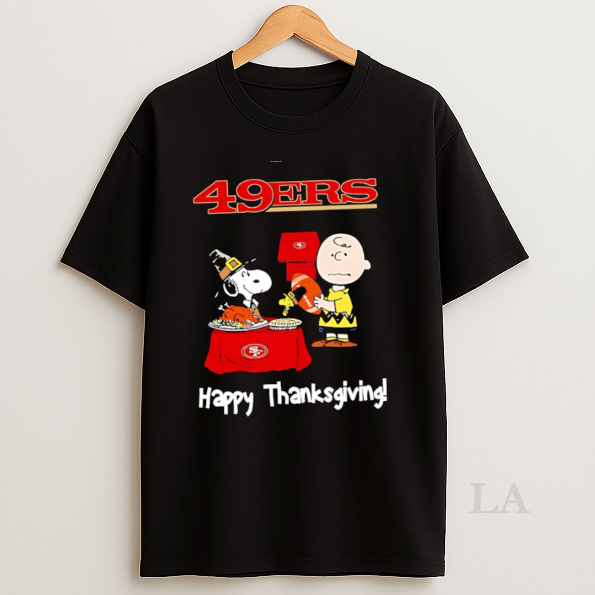 Original Awesome Peanuts San Francisco 49ers Football Happy Thanksgiving Shirt