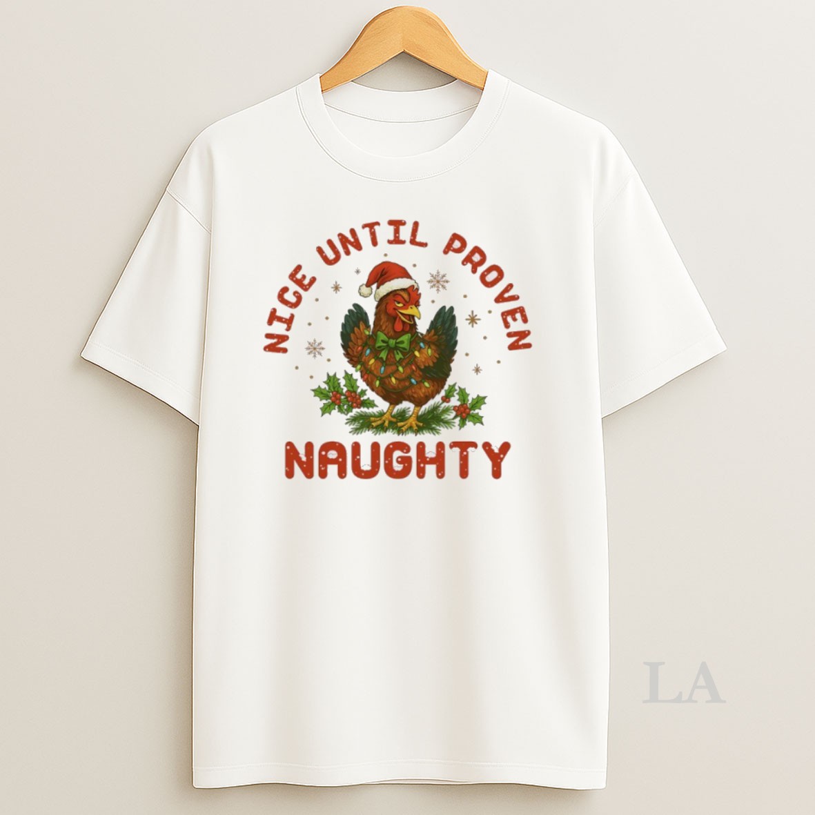 Original Chicken Christmas Nice Until Proven Naughty Shirt
