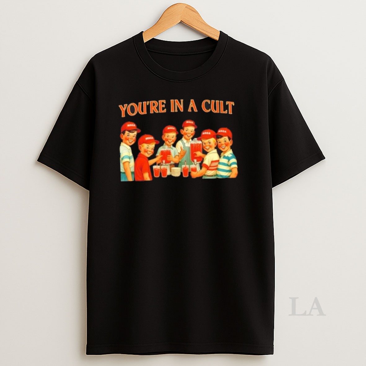 Original Children Wearing Maga Red Hat Youre In A Cult Shirt