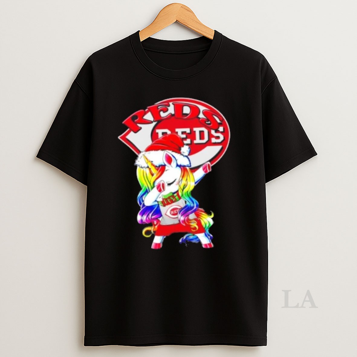 Original Cincinnati Reds X Unicorn Santa Hat Dabbing Merry Christmas Shirt