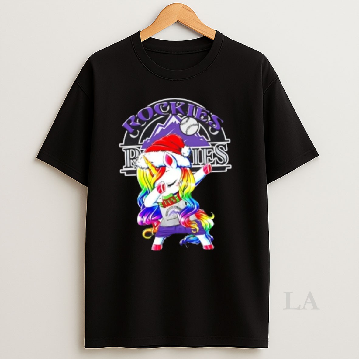 Original Colorado Rockies X Unicorn Santa Hat Dabbing Merry Christmas Shirt