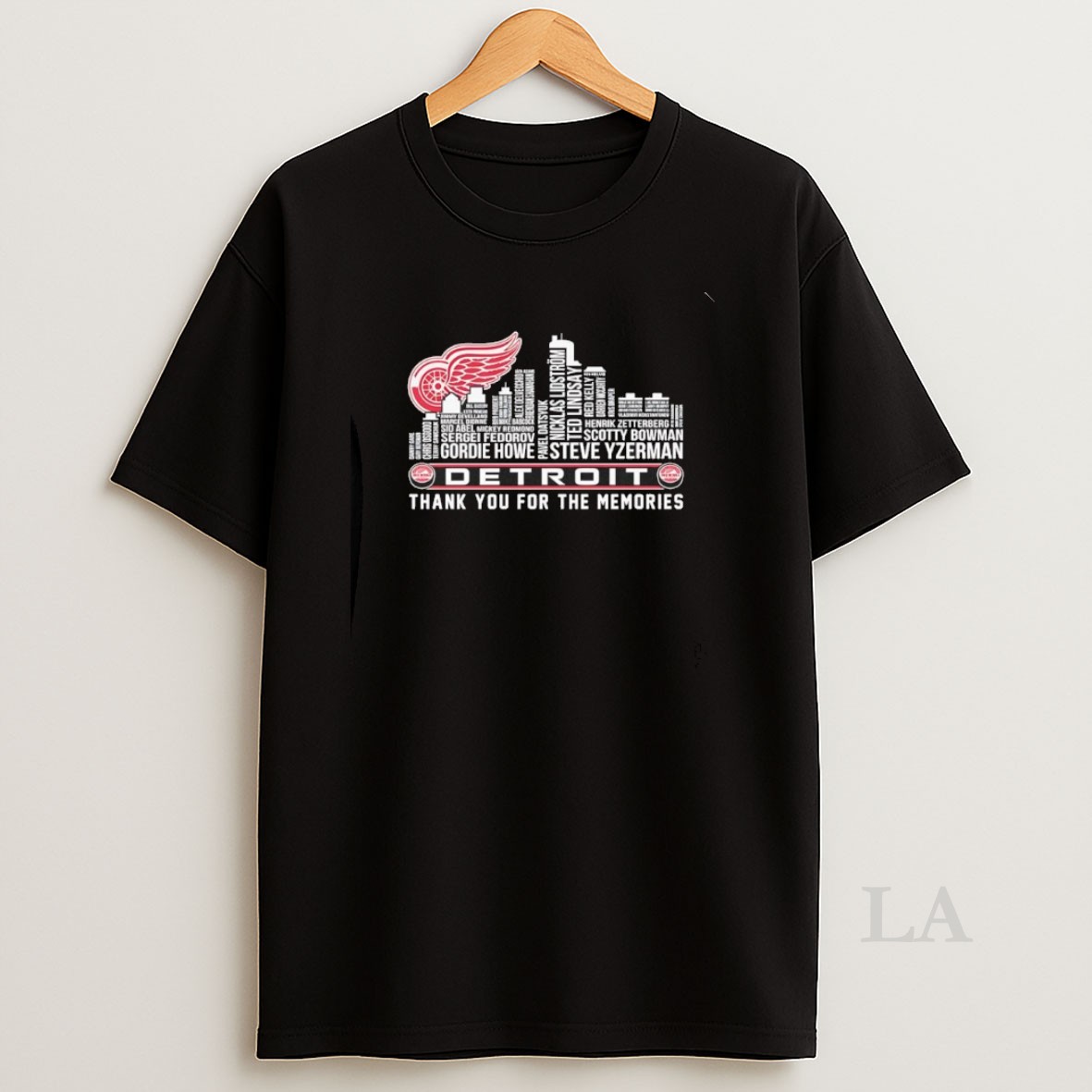 Original Detroit Red Wings Players Names City Skyline Thank You For The Memories Shirt