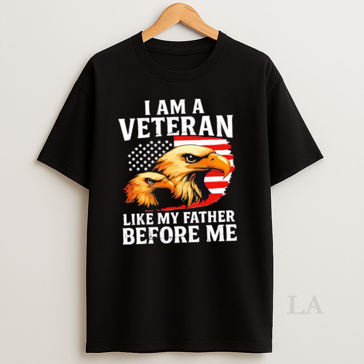 Original Distorted American Flag Bald Eagles I Am A Veteran Like My Father Before Me Shirt
