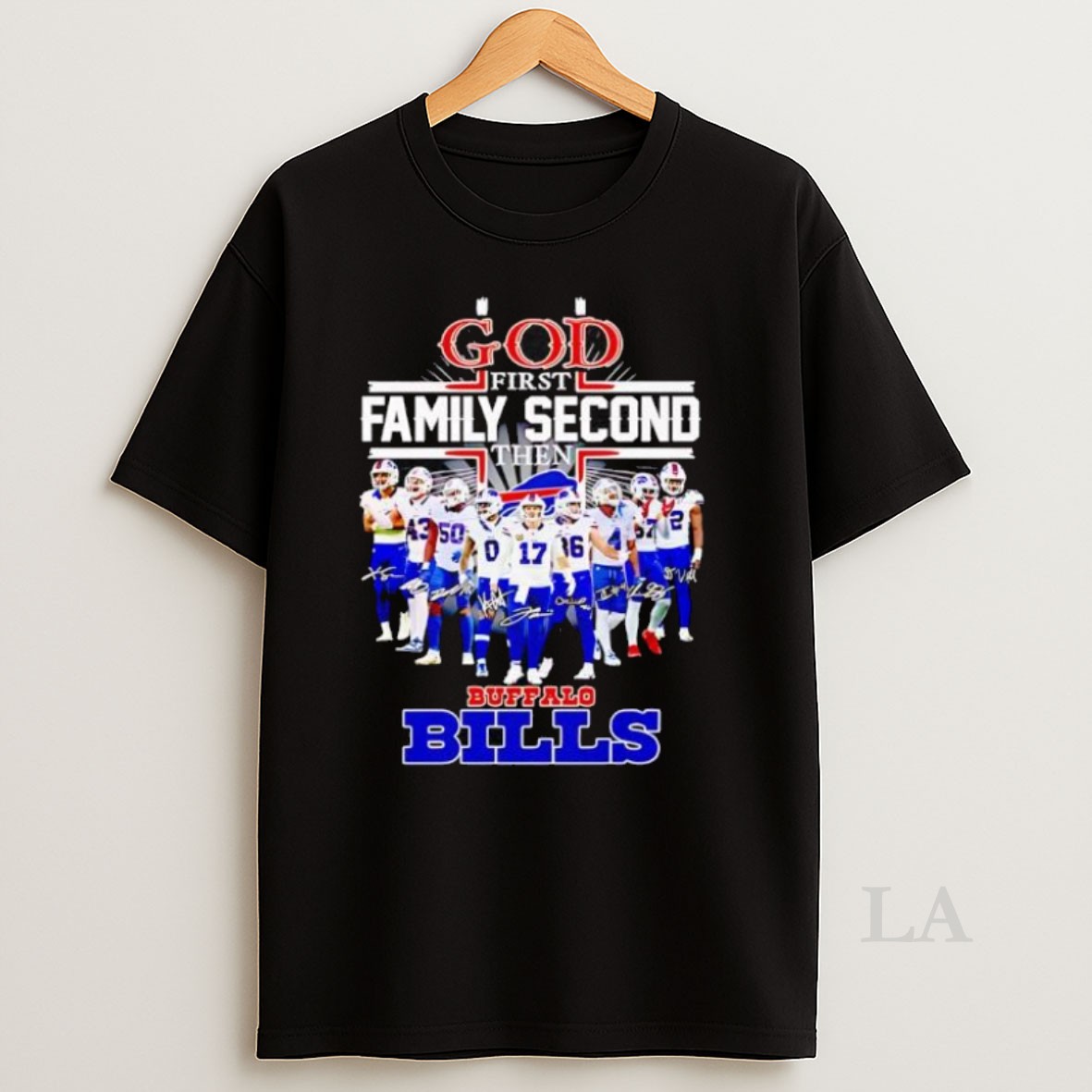 Original God First Family Second Then Buffalo Bills Team Player Signature Shirt