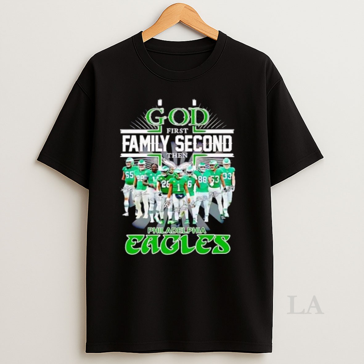 Original God First Family Second Then Philadelphia Eagles Team Player Signature Shirt