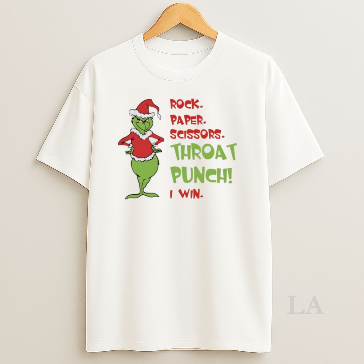 Original Grinch Christmas 2025 Rock Paper Scissors Throat Punch I Win Shirt