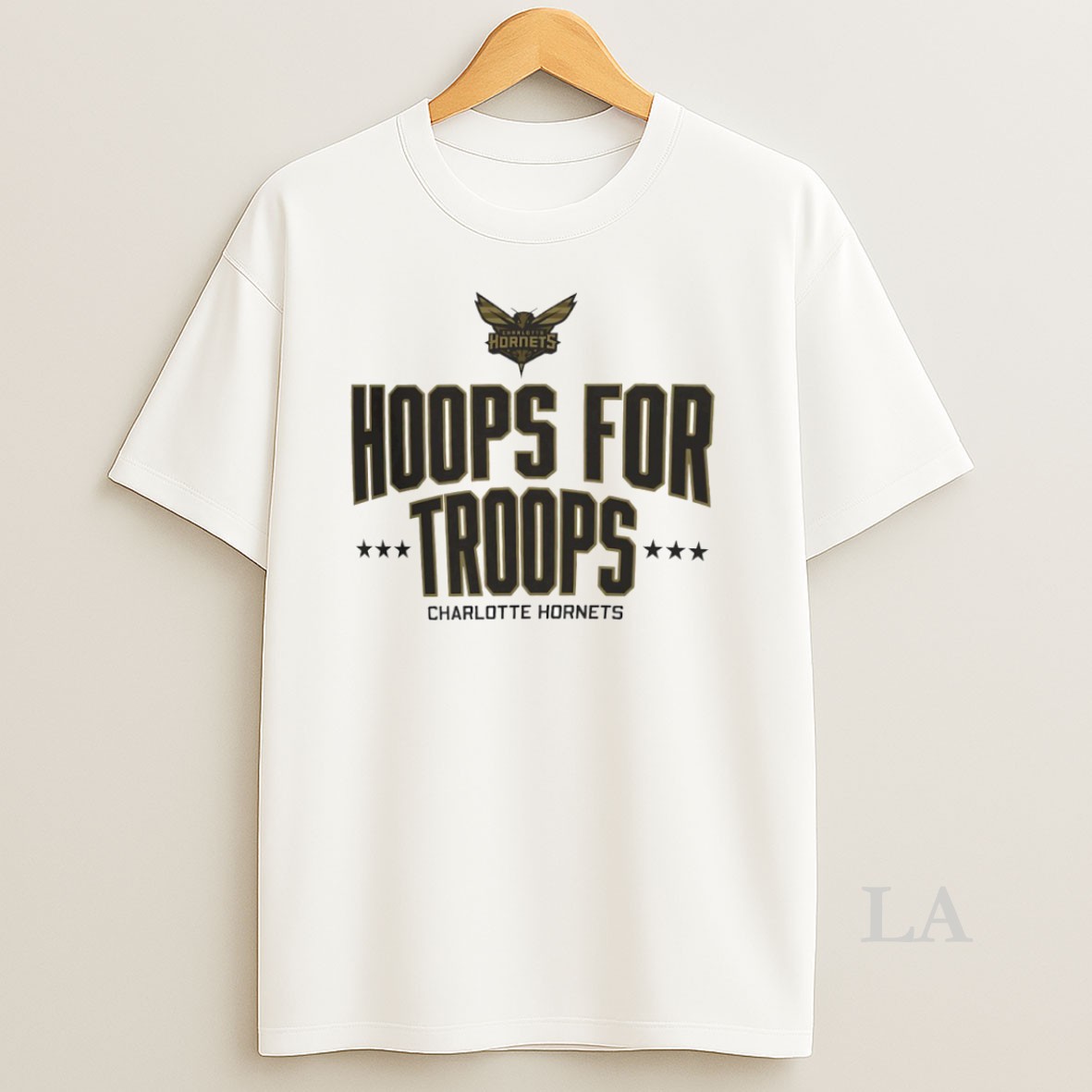 Original Hoops For Troops Charlotte Hornets Basketball Circle Shirt