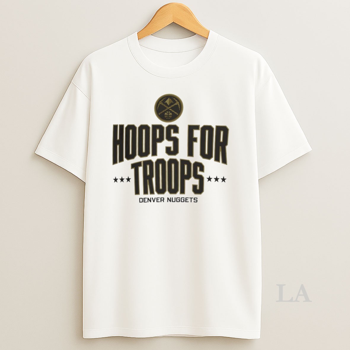 Original Hoops For Troops Denver Nuggets Basketball Circle Shirt