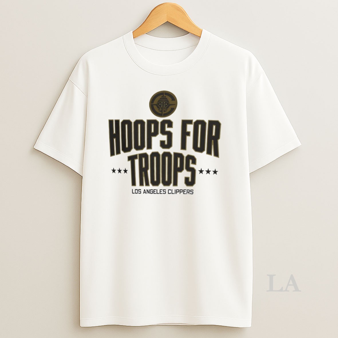 Original Hoops For Troops La Clippers Basketball Circle Shirt