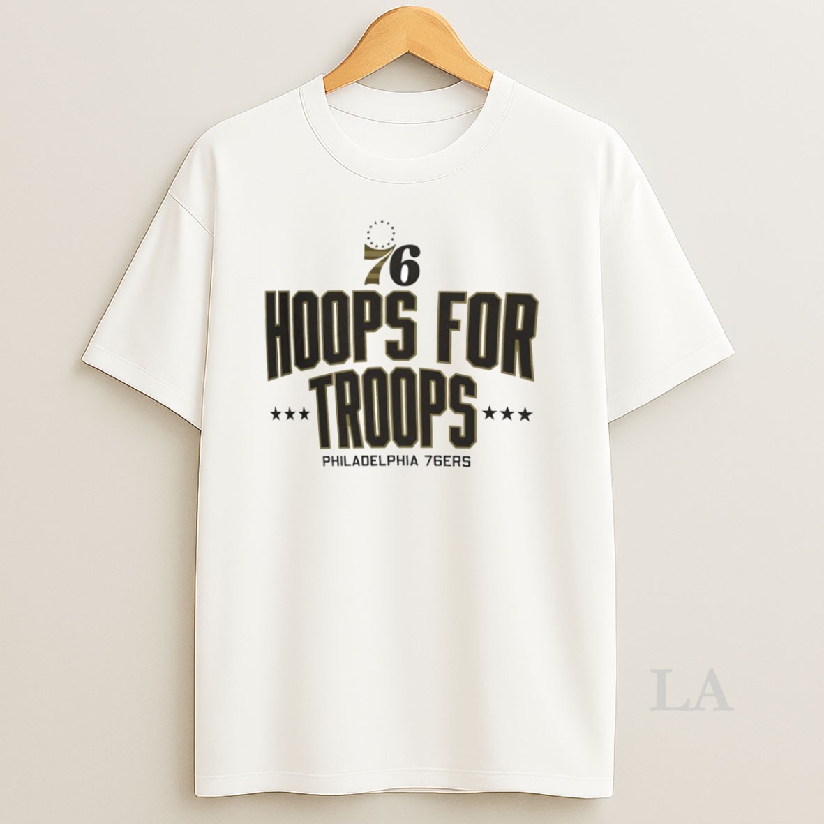 Original Hoops For Troops Philadelphia 76ers Basketball Circle Shirt