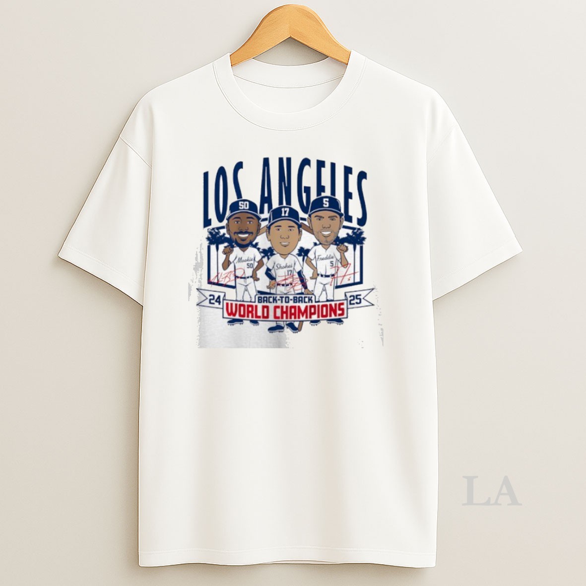Original Los Angeles Dodgers Back To Back 2024 2025 World Champs Mookie Shohei And Freddie Caricatures Shirt