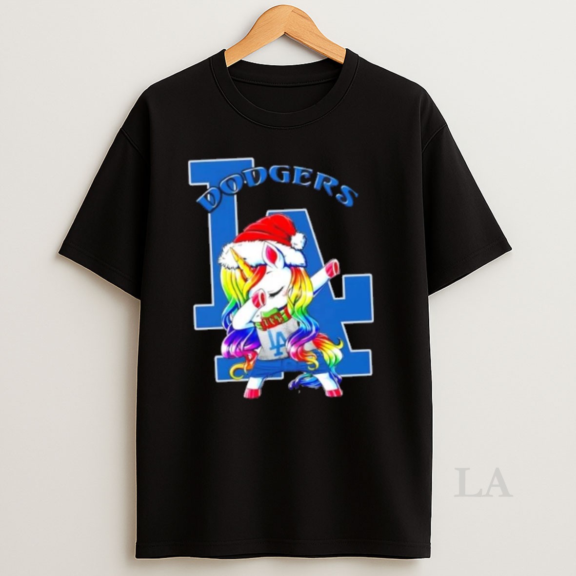 Original Los Angeles Dodgers X Unicorn Santa Hat Dabbing Merry Christmas Shirt