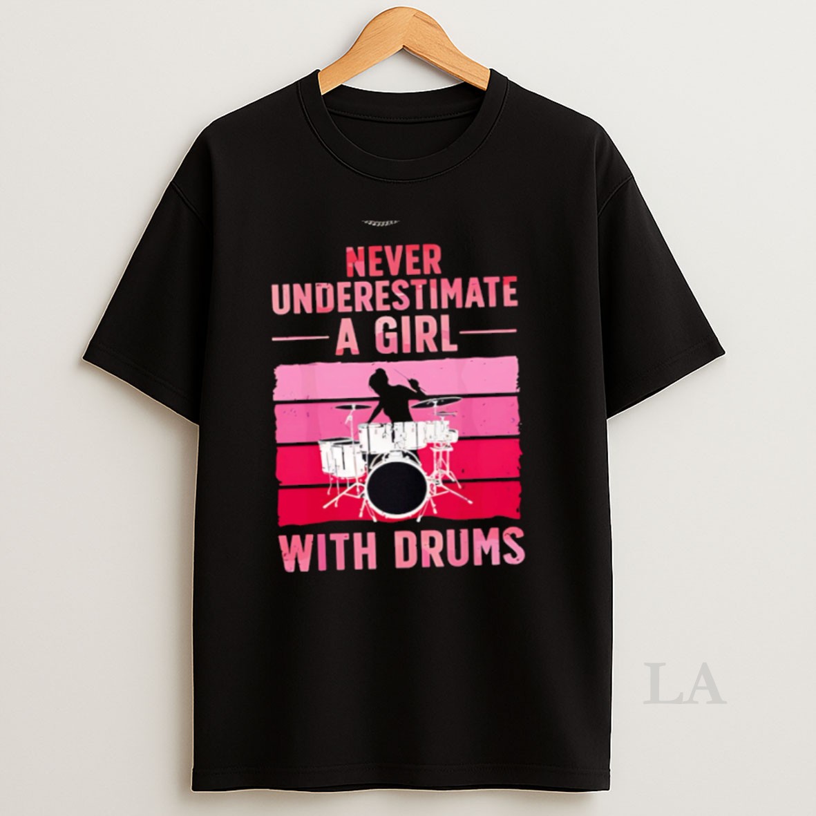 Original Never Underestimate A Girl With Drums Vintage Pink Shirt