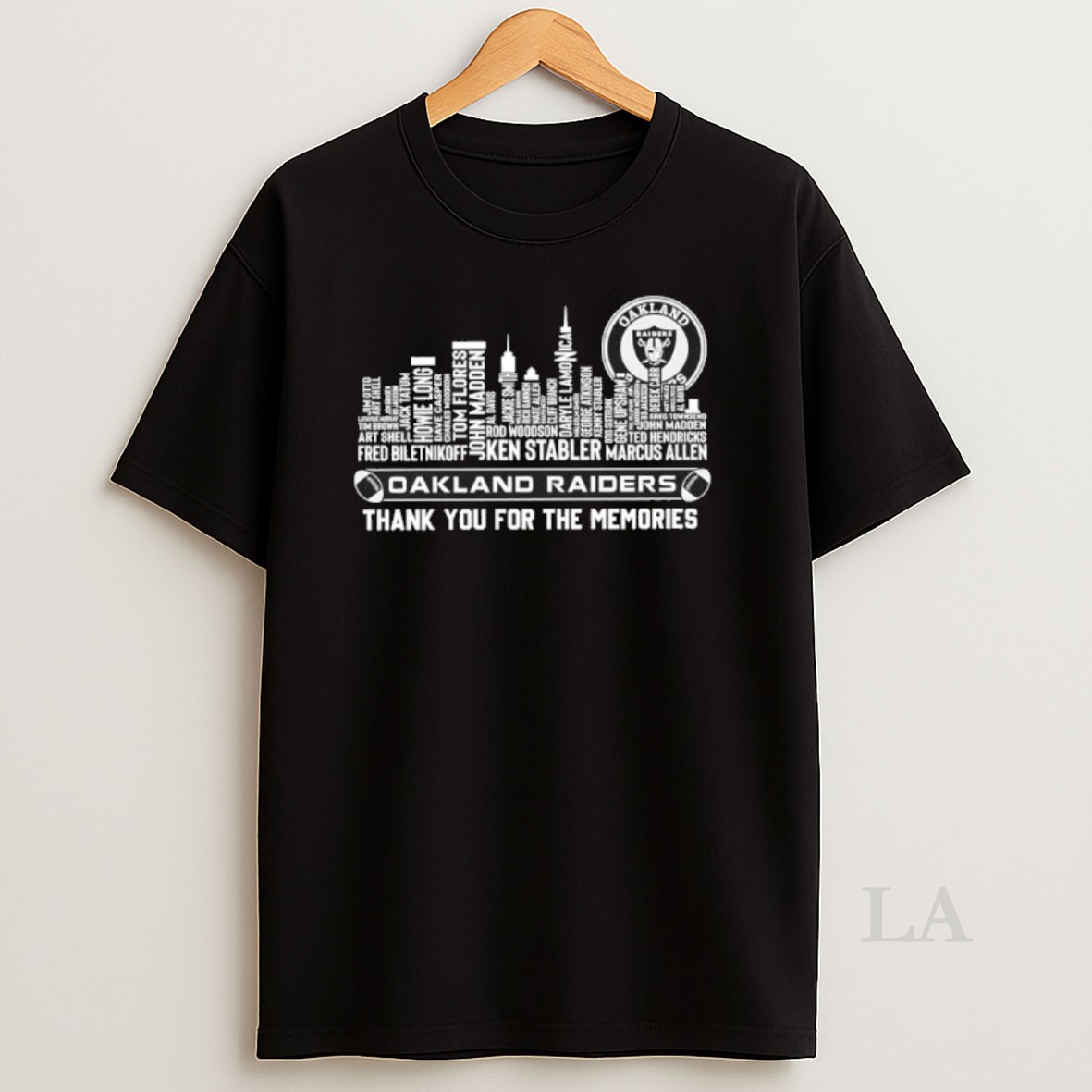 Original Oakland Raiders Players Names City Skyline Thank You For The Memories Shirt