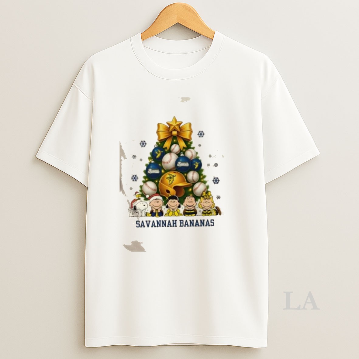 Original Peanuts Snoopy And Friends X Savannah Bananas Baseball Christmas Tree Shirt