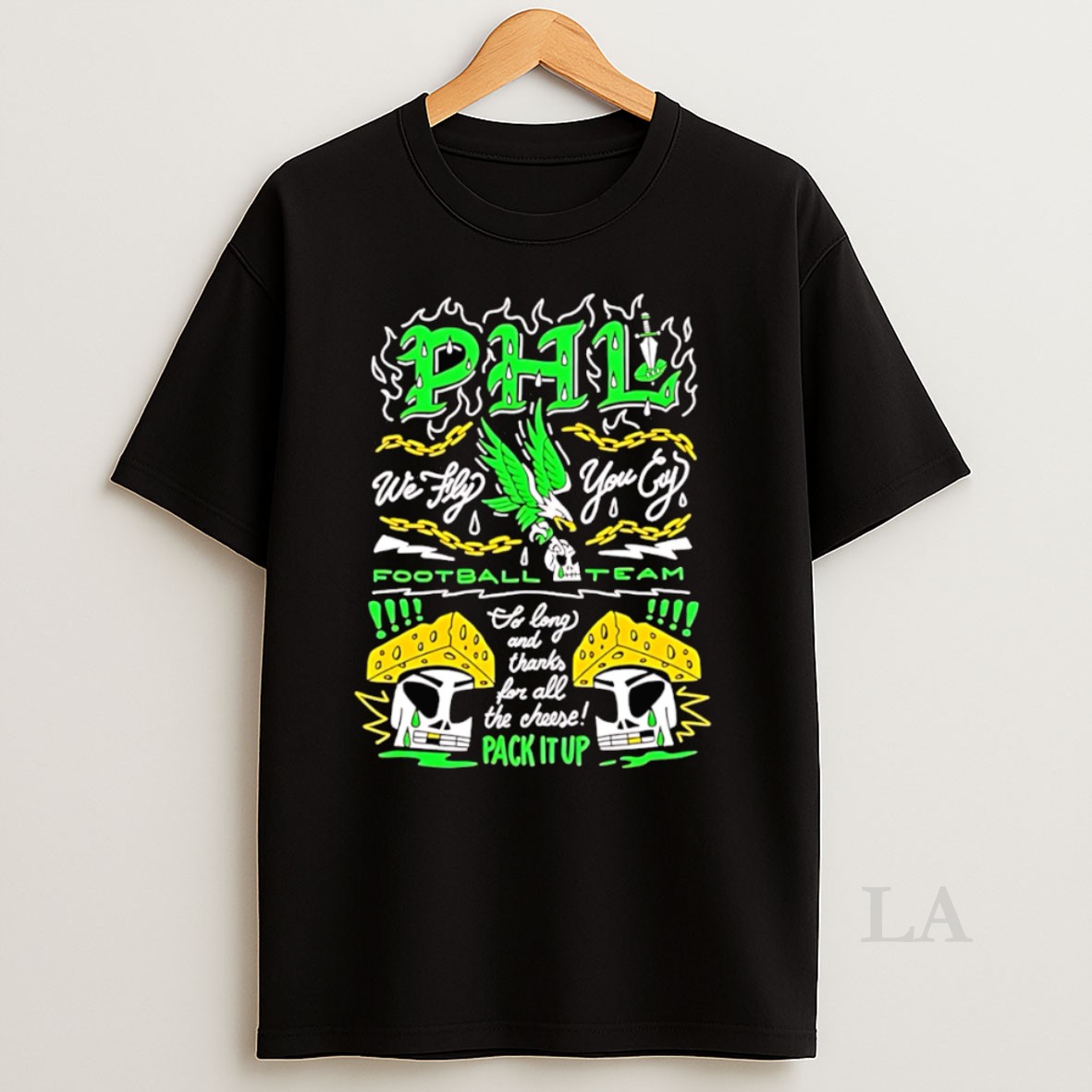 Original Philadelphia Eagles We Fly You Cry So Long And Thanks For All The Cheese Pack It Up Shirt