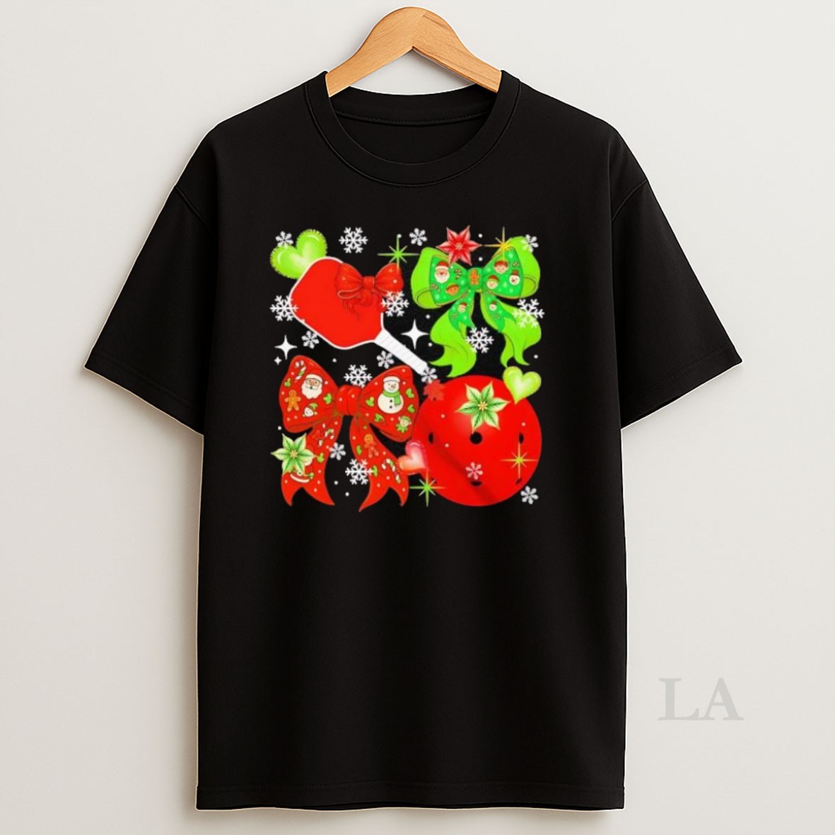 Original Pickleballs Christmas Coquette Lovely Bow Tie Snowing Shirt