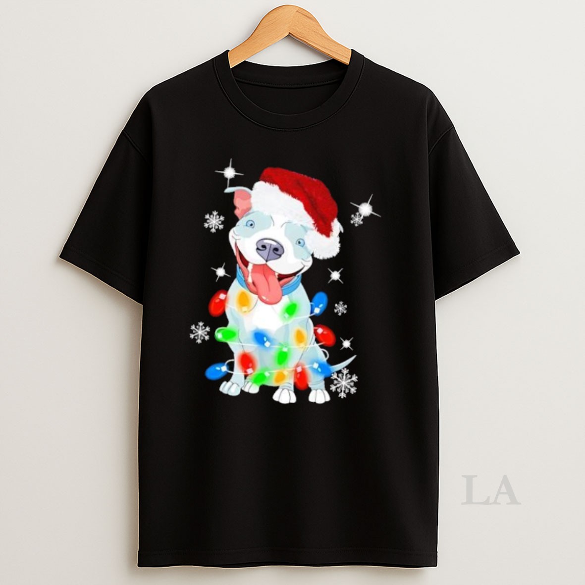 Original Pitbull Christmas Hat Santa Light Shirt