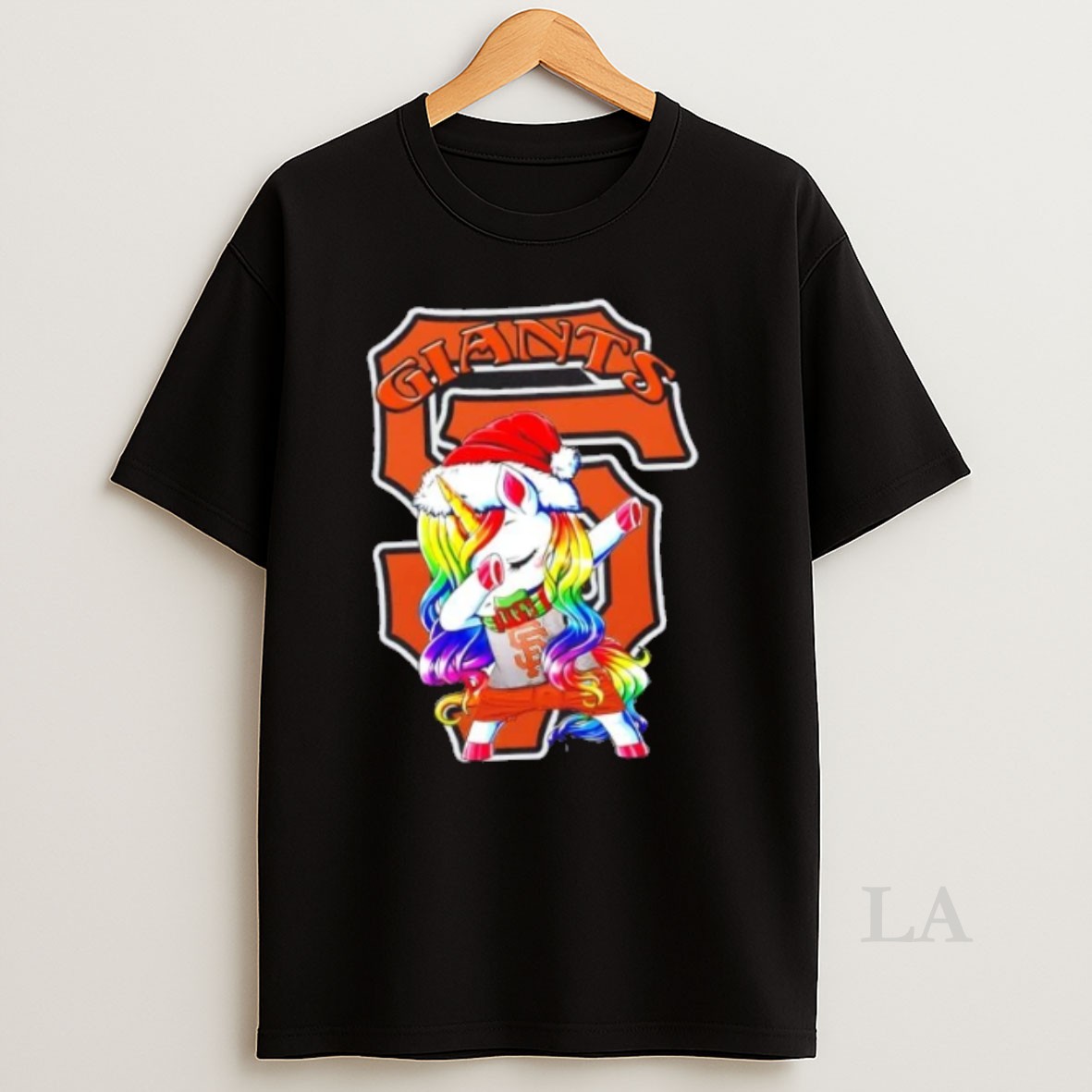 Original San Francisco Giants X Unicorn Santa Hat Dabbing Merry Christmas Shirt