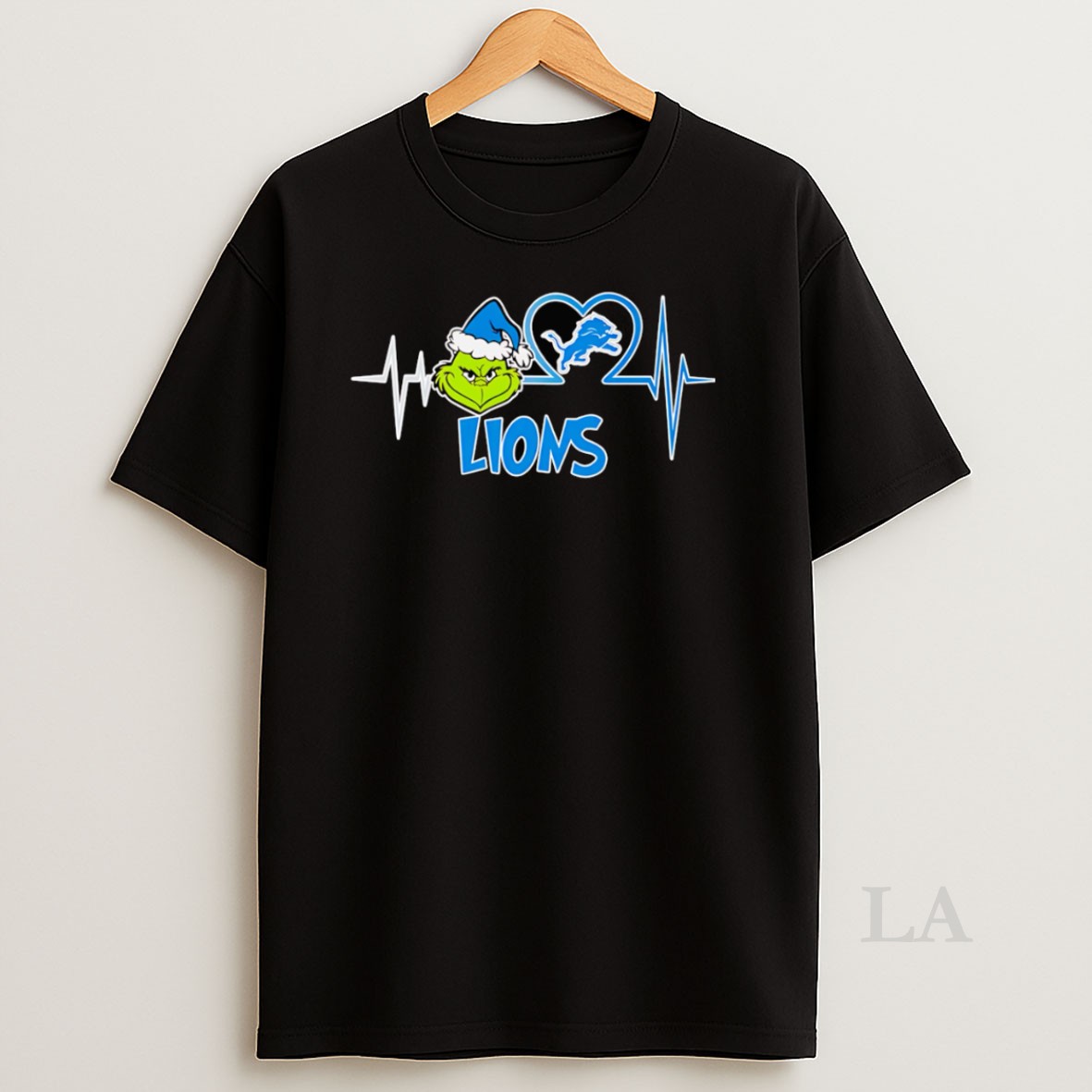 Original Santa Grinch Heartbeat Detroit Lions Shirt