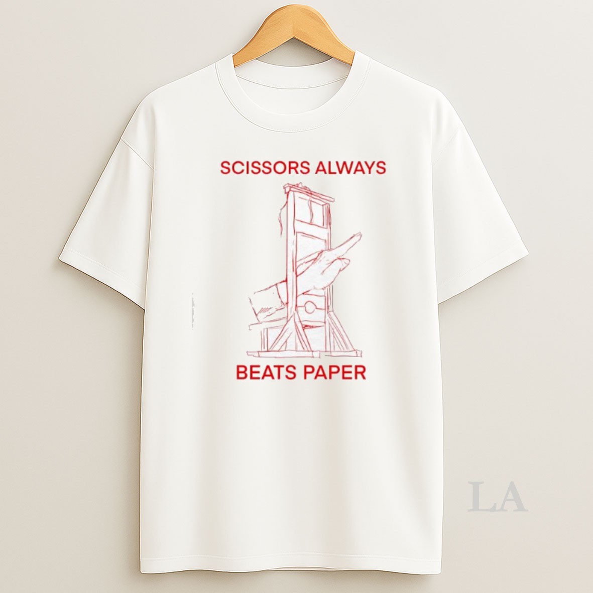 Original Scissors Always Beats Paper Guillotine Sketch Graphic Shirt