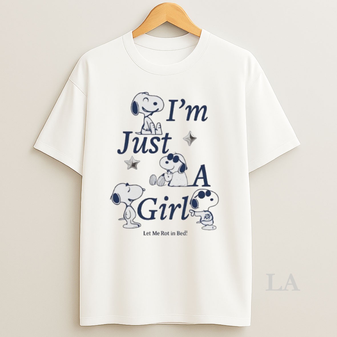 Original Snoopy Im Just A Girl Let Me Rot In Bed Shirt