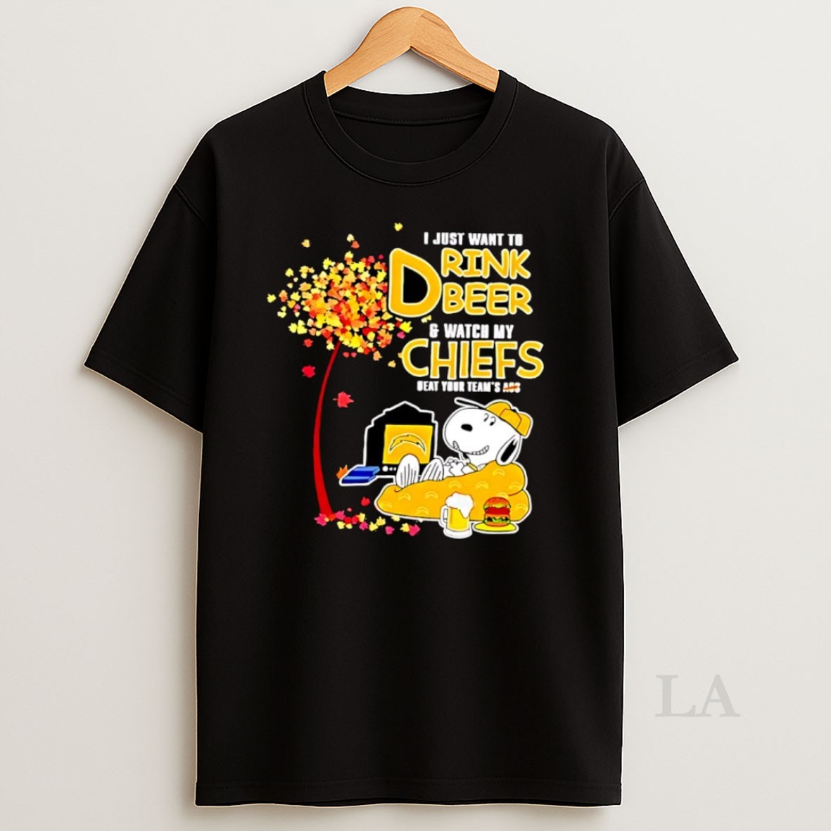 Original Snoopy Los Angeles Chargers I Just Want To Drink Beer And Watch My Chargers Beat Your Teams Ass Shirt