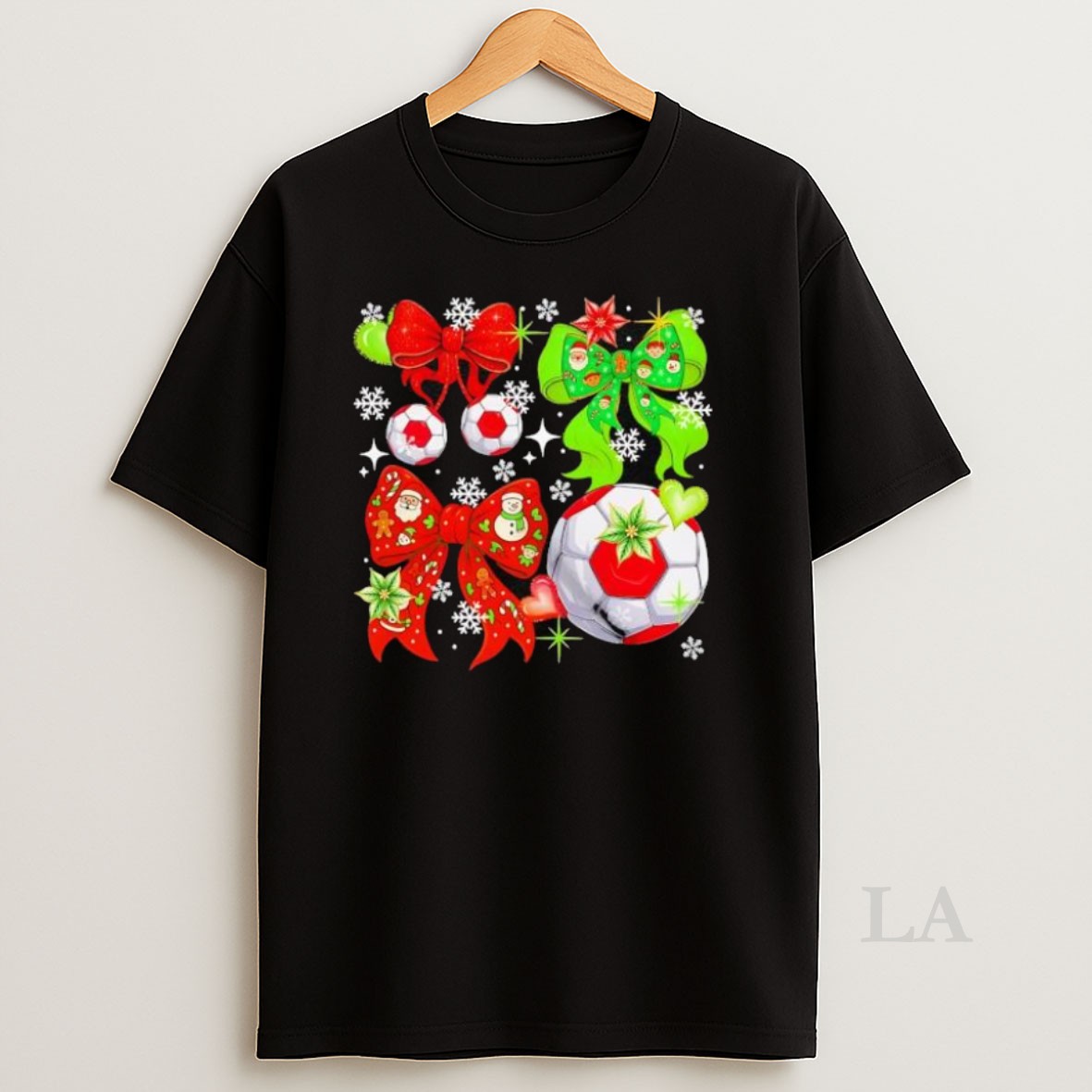 Original Soccer Christmas Coquette Lovely Bow Tie Snowing Shirt