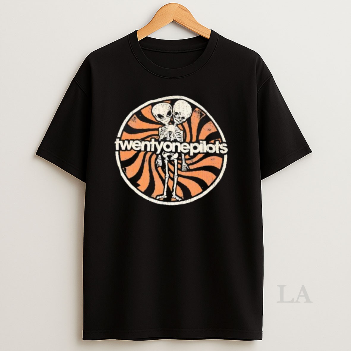 Original Twenty One Pilots Back To Back Headed Skeleton Shirt