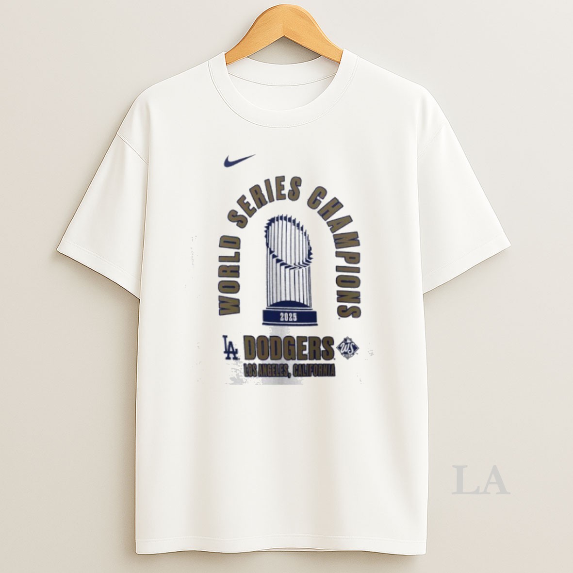 Original World Series Champions 2025 Los Angeles Dodgers Trophy Nike Logo Shirt