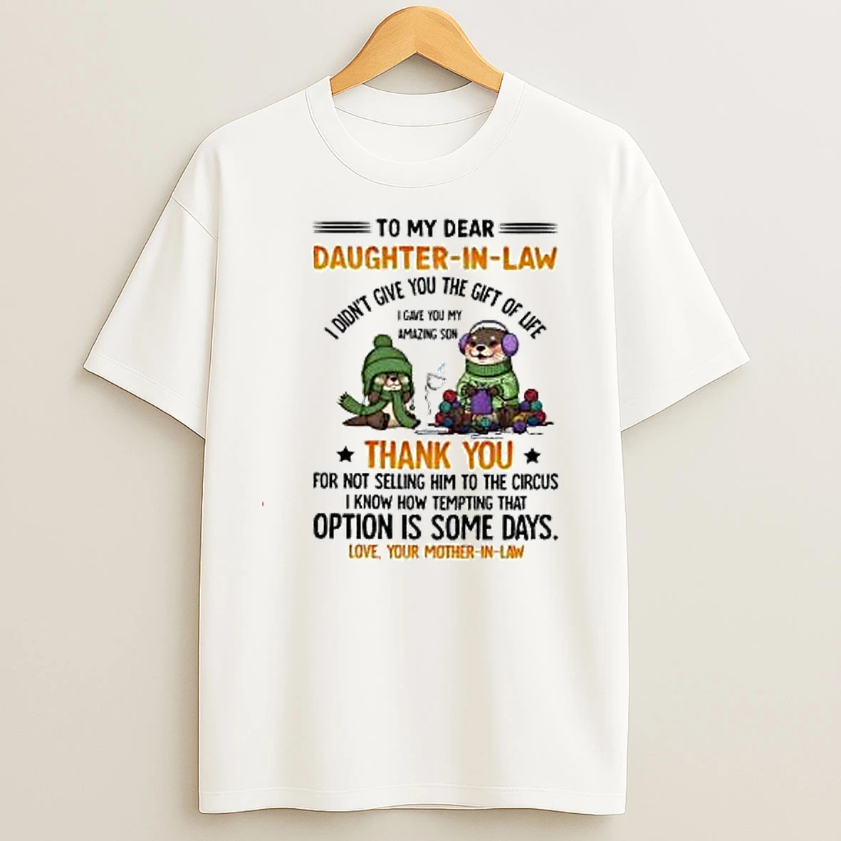 Otter To My Dear Daughter In Law Cute Christmas T Shirts