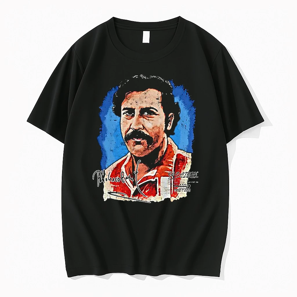 Pablo Escobar Portrait Big Face Graphic Signature Shirts