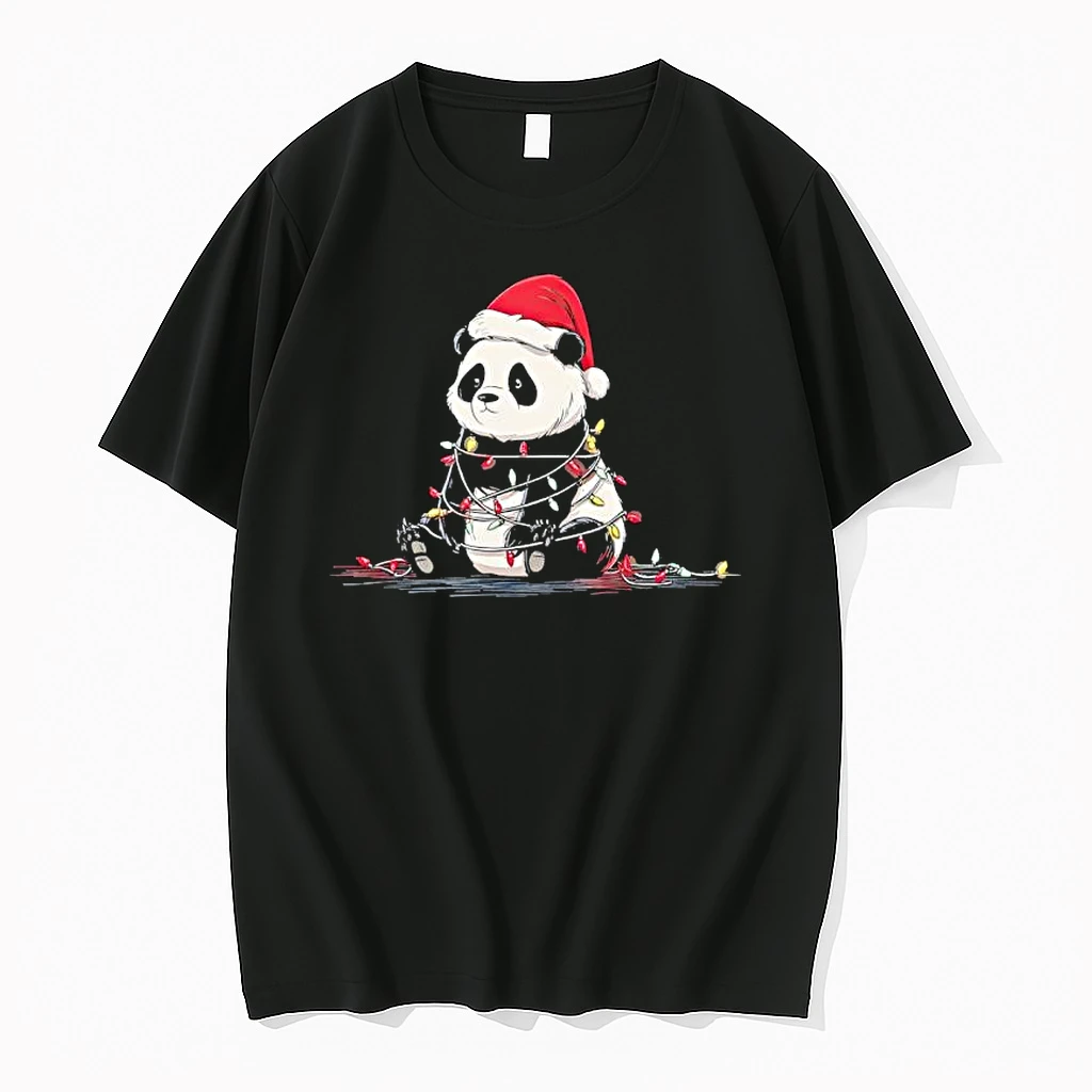 Panda Christmas Graphics Animal Lights Lover Shirts