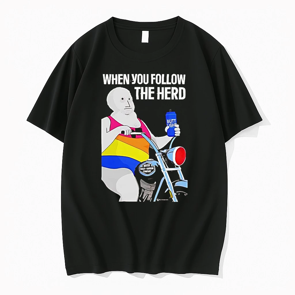 Pansexual Biker When Follow The Herd Drinking Butt Light Beer Shirts