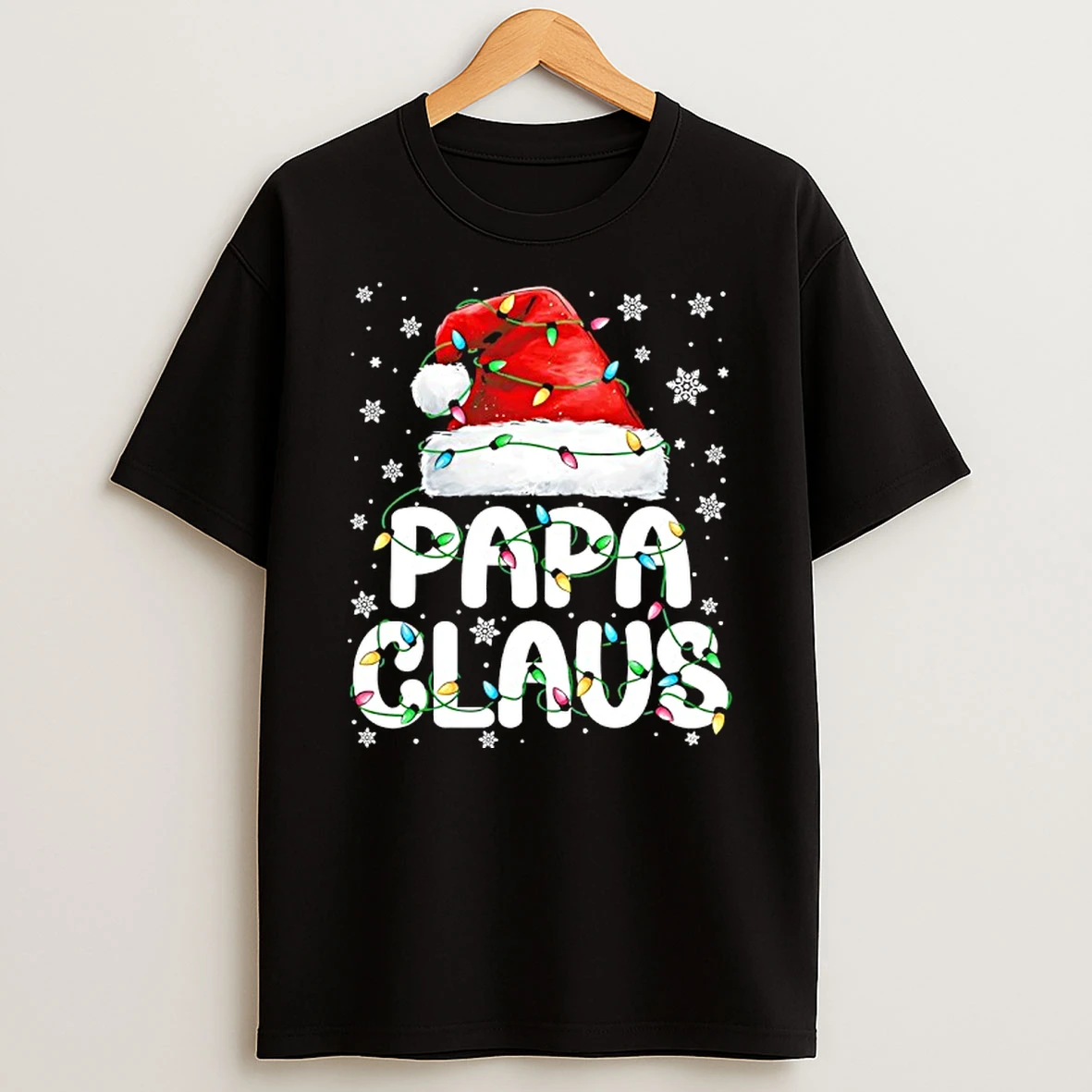 Papa Claus Santa Hat Christmas Light Shirts
