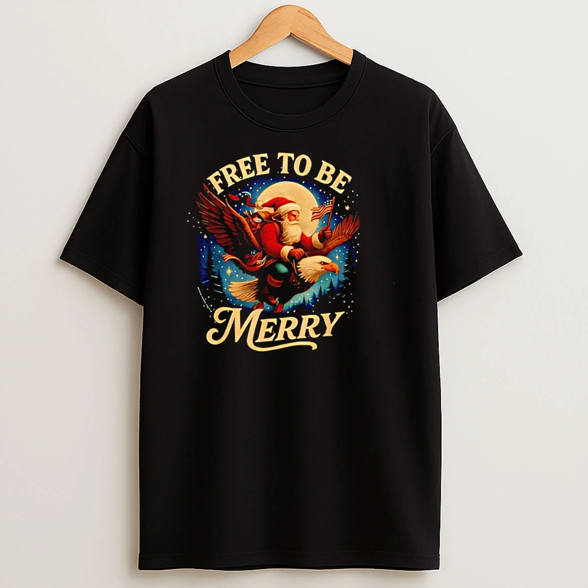 Patriotic Usa Merry Christmas Santa Riding Eagle Shirts