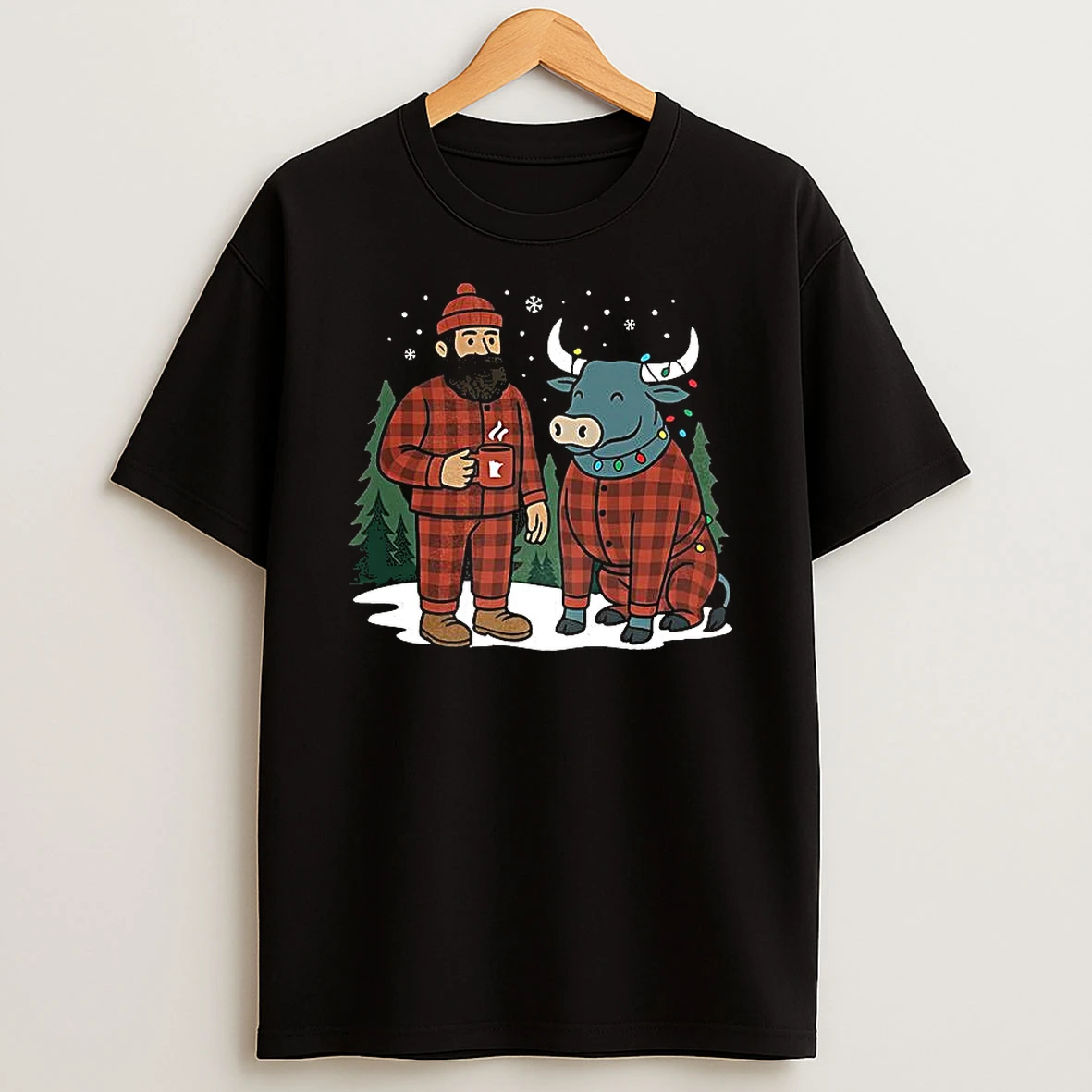 Paul Bunyan And Babe The Blue Ox Jammies Minnesota Christmas Shirts